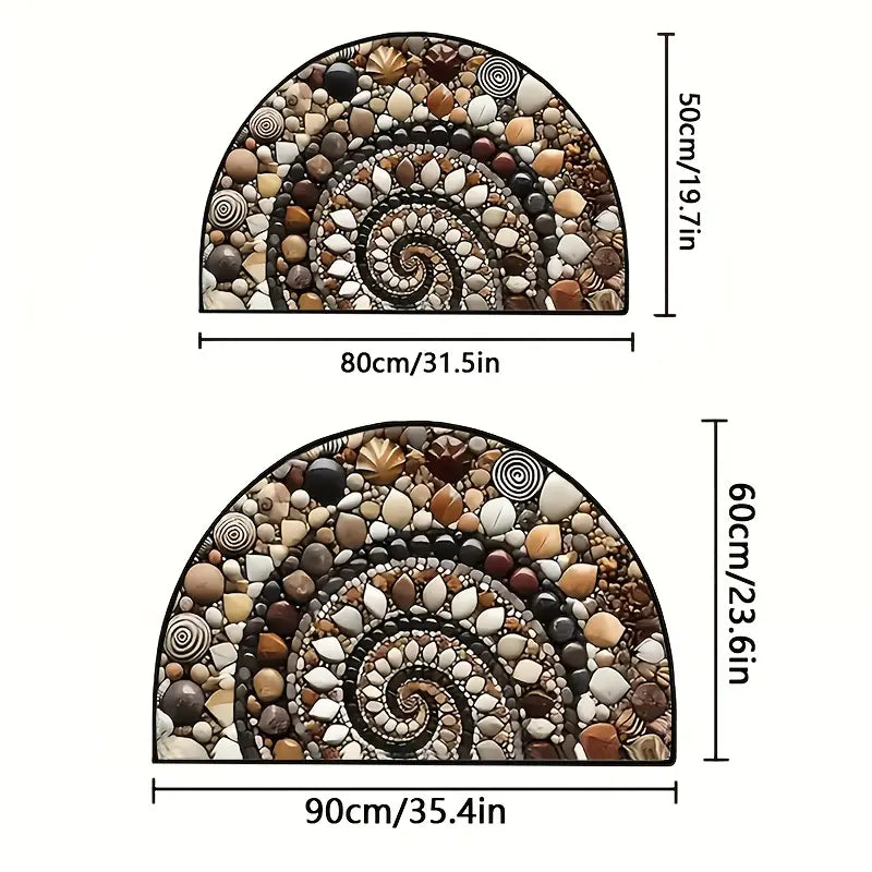 Coastal Spiral™ – Ocean-Inspired Pebble & Seashell Mat | Premium Quality