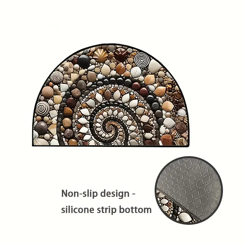 Coastal Spiral™ – Ocean-Inspired Pebble & Seashell Mat | Premium Quality