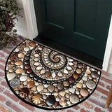 Coastal Spiral™ – Ocean-Inspired Pebble & Seashell Mat | Premium Quality