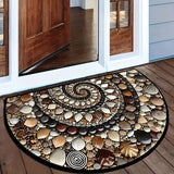 Coastal Spiral™ – Ocean-Inspired Pebble & Seashell Mat | Premium Quality